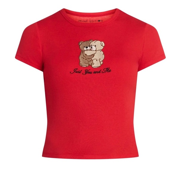 Social Edition Red Babydoll T-Shirt with Bear Graphic - Picture 6 of 8